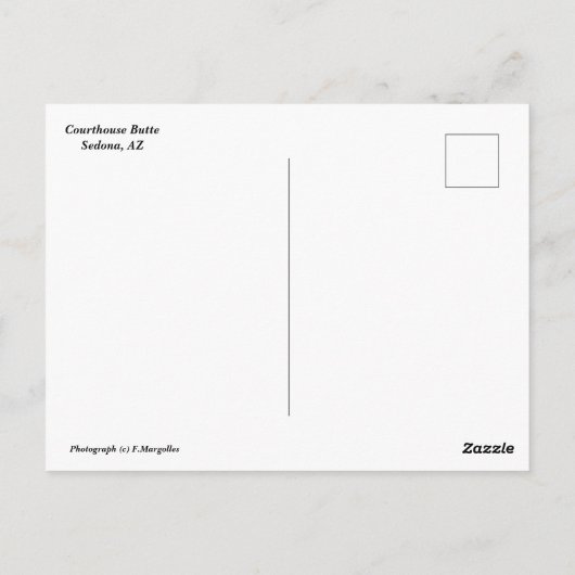 Carte postale Sedona AZ (Dos)