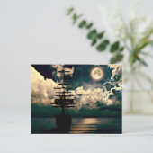 Carte Postale Segelschiff bei Vollmond Postkarte (Debout devant)