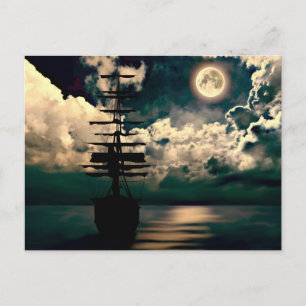 Carte Postale Segelschiff bei Vollmond Postkarte