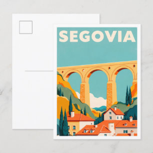 Carte Postale Segovia Espagne Art Vintage Illustration Voyage