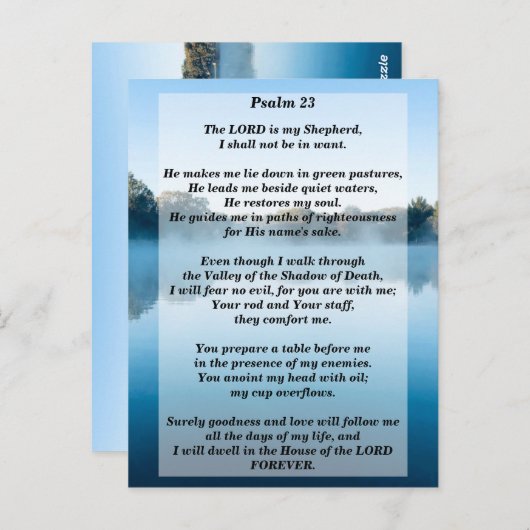 Carte Postale Seigneur est mon berger Psaume 23 Verset biblique (Devant / Derrière)