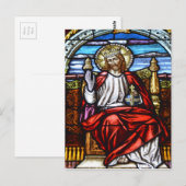 Carte Postale Seigneur Jésus sur le trône vitrail (Devant / Derrière)