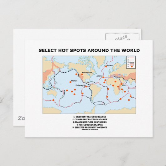Carte Postale Sélectionnez Les Points Chauds Dans Le Monde (Devant / Derrière)