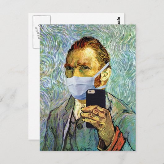 Carte Postale Selfie Autoportrait De Vincent Van Gogh Avec Masqu (Devant / Derrière)
