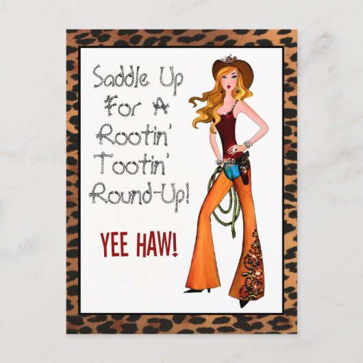 Carte Postale Selle-Up Pour Un Rond-Up Rootin' Tootin' ! (Devant)