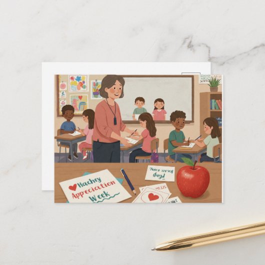 Carte Postale Semaine d'appréciation des enseignants (Devant/Arrière en situation)