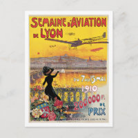 Semaine D'Aviation De Lyon France Poster vintage
