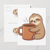 Carte Postale Sending Slow Vibes Sloth Postcard |Cute Hello Note (Devant / Derrière)