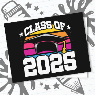 Carte Postale Senior 2025 Classe de 2025 Graduation Retro Sunset