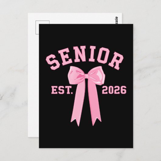 Carte Postale Senior 2026 Pink Bow (Devant / Derrière)