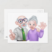 Carte Postale Senior Cartoon Couple (Devant / Derrière)