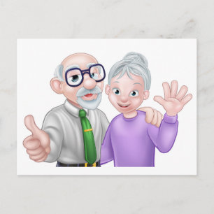 Carte Postale Senior Cartoon Couple