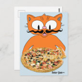 Carte Postale "Señor Gato Pizza" Funny Deluxe Pizza Cute Cat (Devant / Derrière)