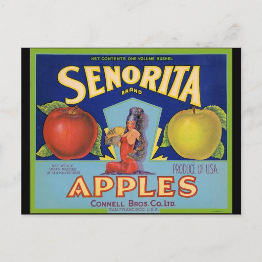 Carte Postale Senorita Apples San Francisco (Devant)