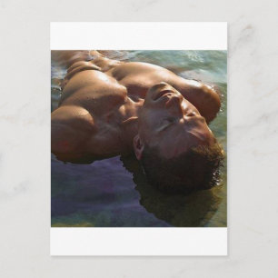 Carte Postale Senses Homme Flottant sur le dos - peinture origin