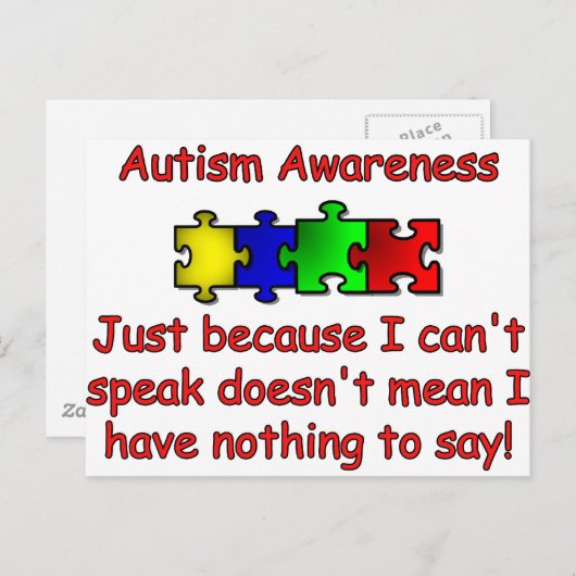 Carte Postale Sensibilisation à l'autisme (Devant / Derrière)