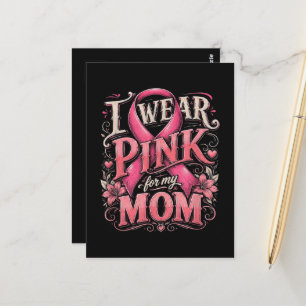 Carte Postale Sensibilisation au cancer du sein Je porte du rose