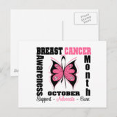 Carte Postale Sensibilisation au cancer du sein Mois Papillon (Devant / Derrière)