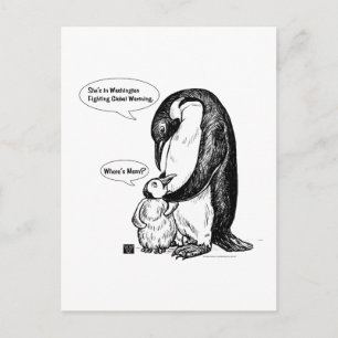 Carte Postale Sensibilisation aux manchots