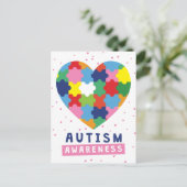 Carte Postale sensibilisation sur l'autisme rose (Debout devant)
