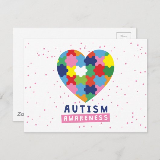 Carte Postale sensibilisation sur l'autisme rose (Devant / Derrière)