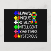 Carte Postale Sensibilisation sur l'autisme toujours unique (Devant)