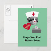 Carte Postale Sentez-vous mieux Bientôt Infirmière Chat (Devant / Derrière)