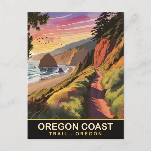 Carte Postale sentier de la côte de l'Oregon, Oregon, Voyage (Devant)