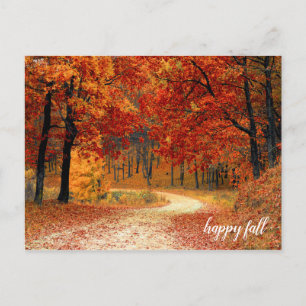 Carte Postale Sentier de la nature aux arbres d'automne orange e