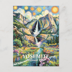 Carte Postale Sentier de randonnée de la cascade d'eau printaniè