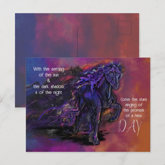 Carte Postale Sentier d'étoiles Sympathie Cheval (Devant / Derrière)