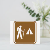 Carte Postale Sentier randonnée avec panneau routier Camping (Debout devant)