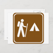 Carte Postale Sentier randonnée avec panneau routier Camping (Devant / Derrière)