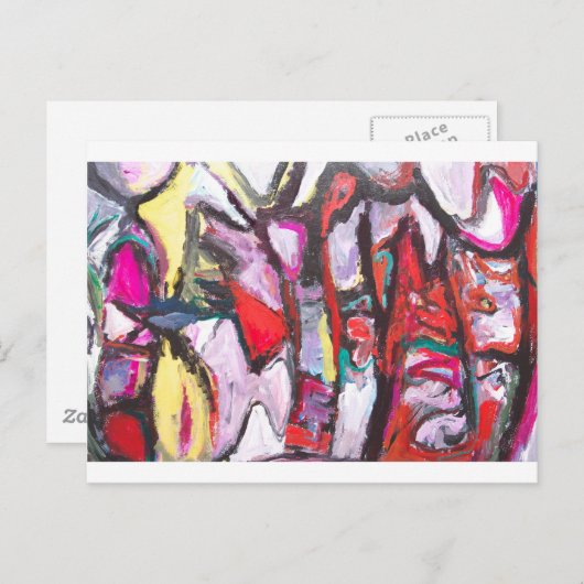 Carte Postale Sentiment rose plutôt que rouge (peinture abstrait (Devant / Derrière)