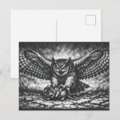 Carte Postale Sentinelle Hibou ailé par BurnsInHell (Devant / Derrière)