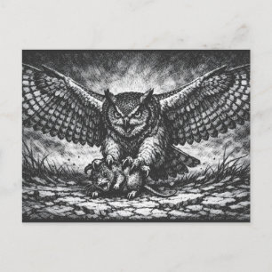 Carte Postale Sentinelle Hibou ailé par BurnsInHell