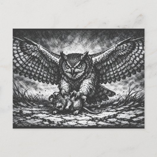 Carte Postale Sentinelle Hibou ailé par BurnsInHell (Devant)