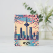 Carte Postale Séoul City Modern Skyline Retro Art Corée du Sud (Debout devant)