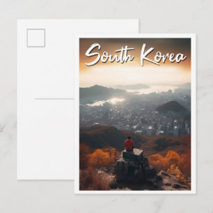 Carte Postale Séoul Corée du Sud Art Illustration de voyage vint