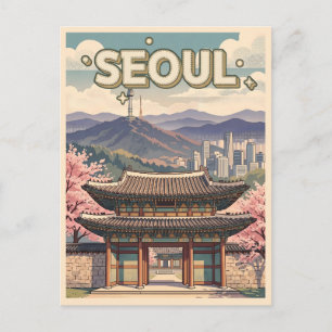 Carte Postale Séoul Corée du Sud – Cerisiers en Fleur & Toits de