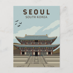 Carte Postale Séoul Corée du Sud Voyage Art Vintage