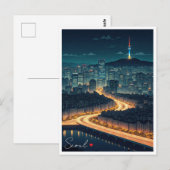Carte Postale Séoul Corée du Sud Vue nocturne (Devant / Derrière)