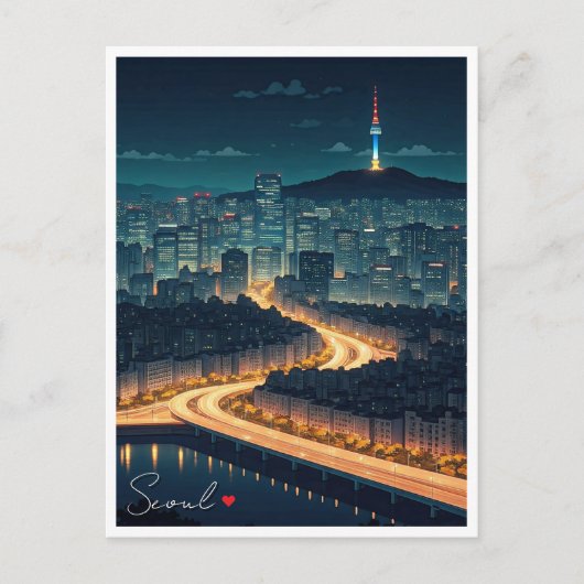 Carte Postale Séoul Corée du Sud Vue nocturne (Devant)