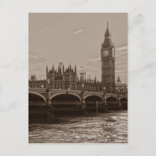 Carte Postale Sepia Big Ben Tower Palace de Westminster