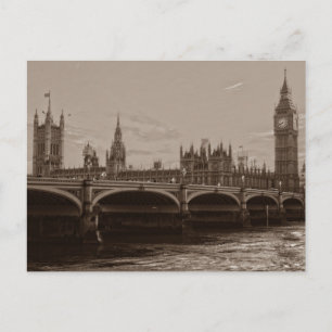 Carte Postale Sepia Big Ben Tower Palace de Westminster