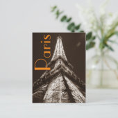 Carte Postale Sepia Eiffel Tour Romance Nuit Paris France (Debout devant)