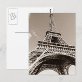 Carte Postale Sepia Eiffel Tower Love Romance Paris Europe (Devant / Derrière)