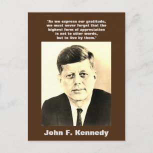 Carte Postale Sepia JFK John F. Kennedy Citation Motivationnelle