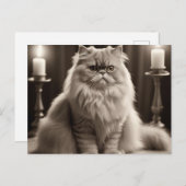 Carte Postale Sepia Perse Portrait de chat Élégant intemporel (Devant / Derrière)