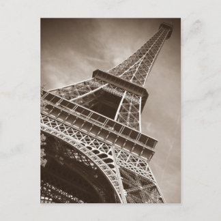 Carte Postale Sepia Tour Eiffel Amour Romance Ville de Paris